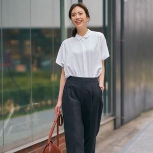 Uniqlo Short Sleeve White Blouse